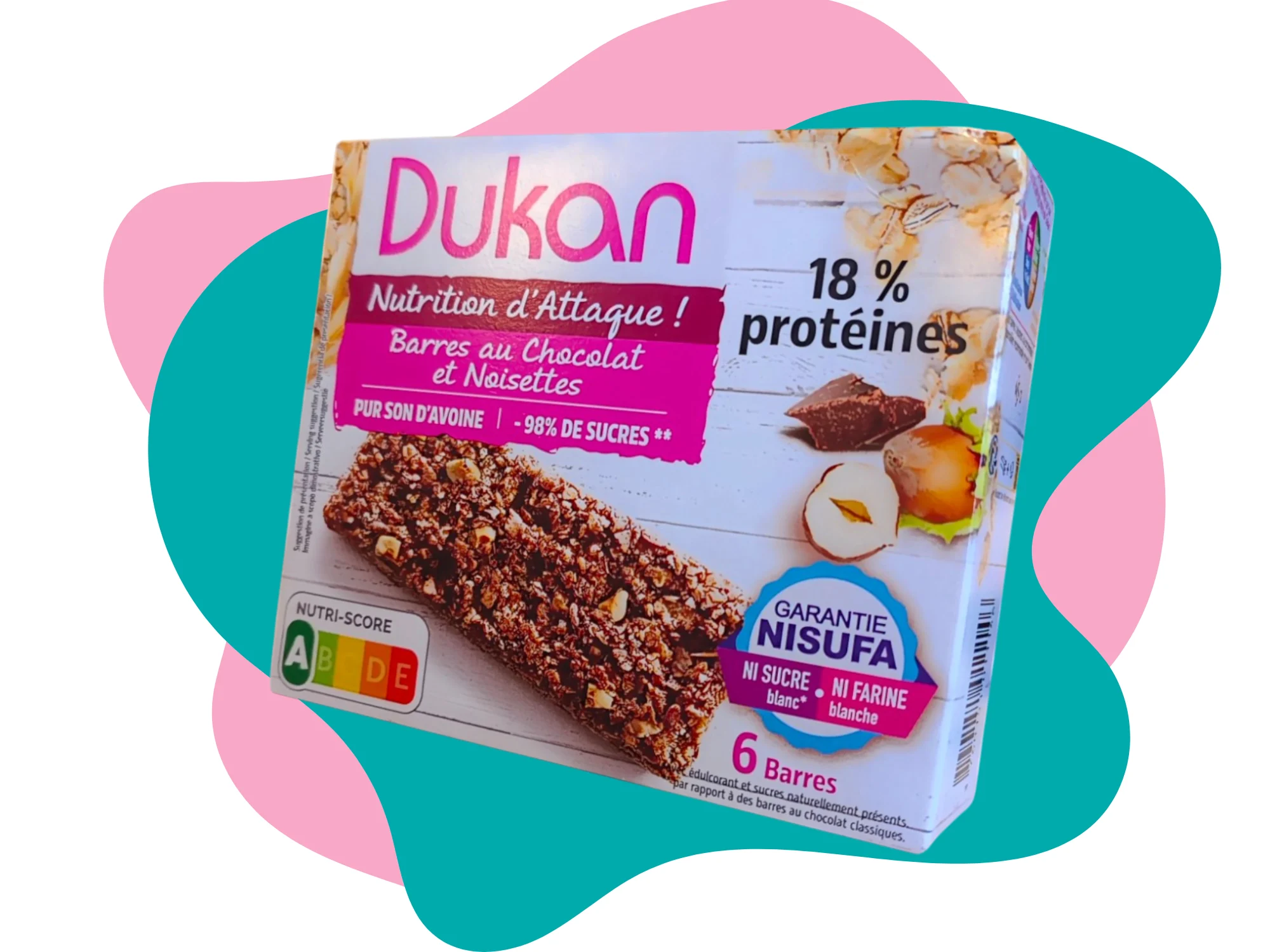 Barres au chocolat et noisettes (6 barres x 25g l&rsquo;unité)
