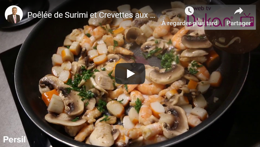 Lire la suite à propos de l’article Poêlée de Surimi et Crevettes aux Champignons (Recette Dukan)