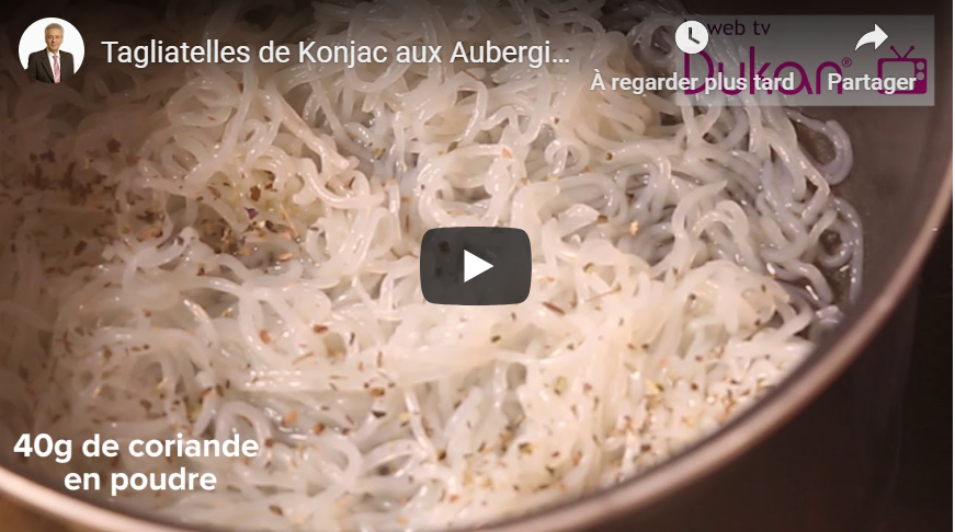 Lire la suite à propos de l’article Tagliatelles de Konjac aux Aubergines et à la Mangue (Recette Dukan)