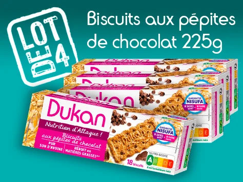 Lot de 4 Biscuits aux pépites de chocolat 225g<BR><B>prix en baisse -7%</B>