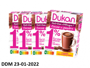 Lot de 4 (3 achetés +1 offert) cacao en poudre DDM 23-01-2022