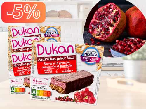 Lot de 4 barres grenade cranberries framboise <BR><B>Prix en baisse</B>