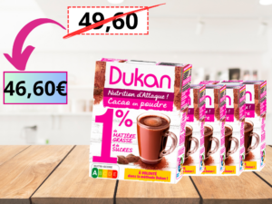 Lotto di 5 cacao in polvere Dukan 1% di grassi e di zuccheri