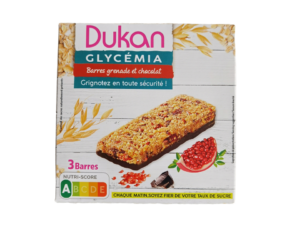 Dukan barres grenade et chocolat            Glycémia (3x30g l’unité)