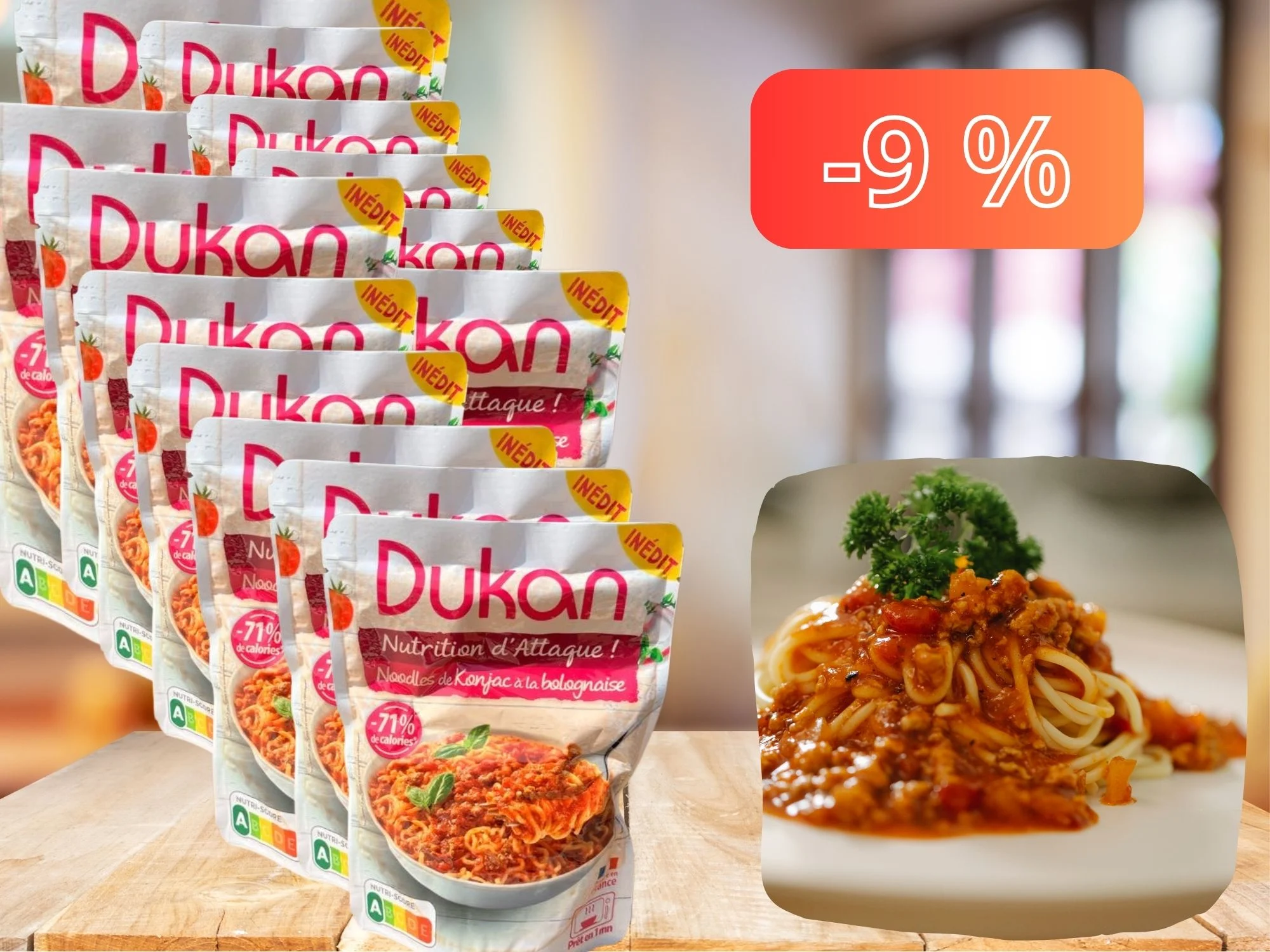Lote de 12 Fideos konjac con salsa boloñesa Dukan