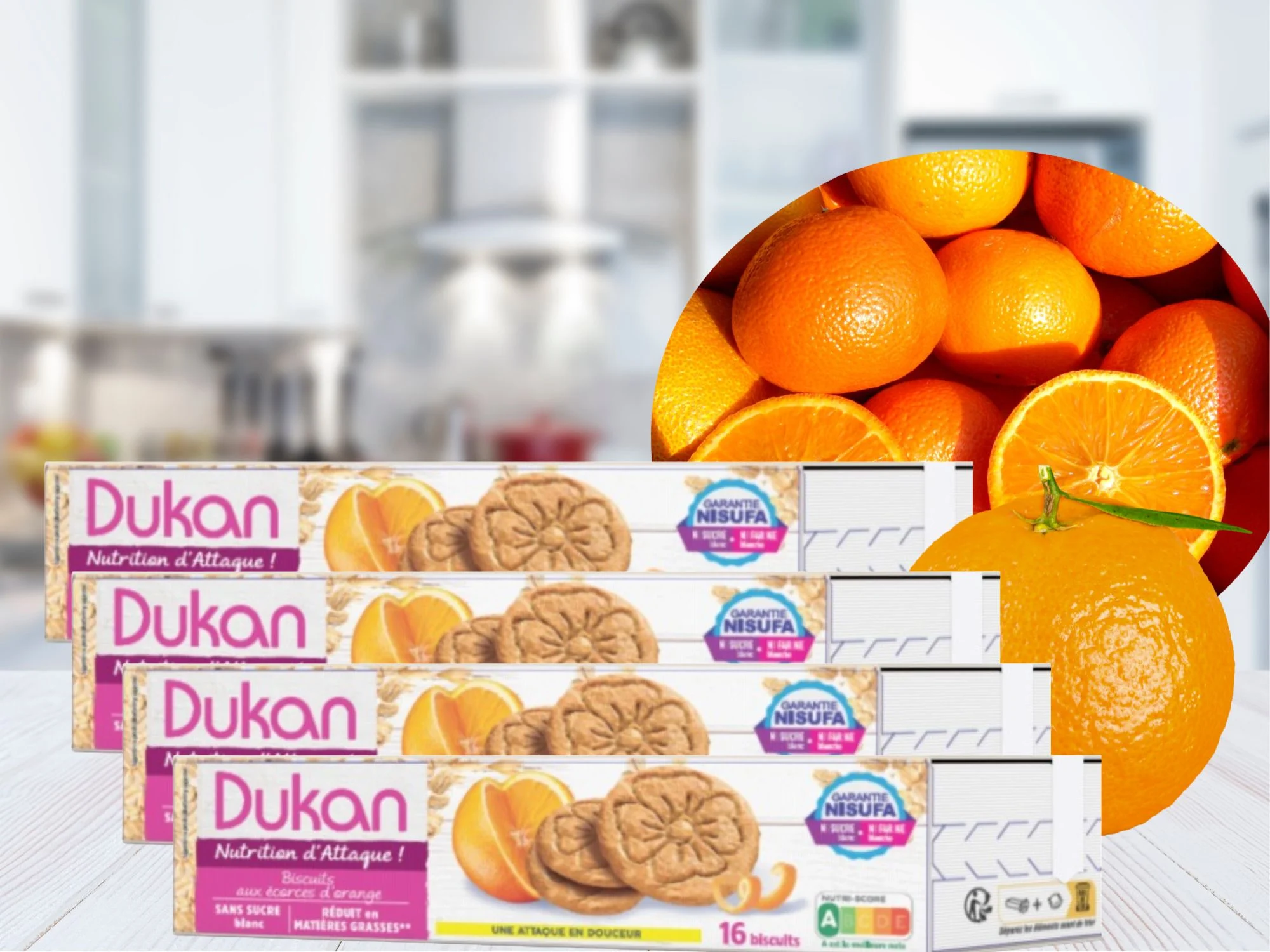 Lot de 4 biscuits saveur écorces d&rsquo;Orange 132 g – 4×4 biscuits – NOUVELLE RECETTE – NOUVEAU FORMAT
