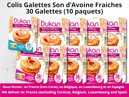 Colis galettes Son d&rsquo;Avoine fraiches 30 Galettes  (saveur nature + vanillée)