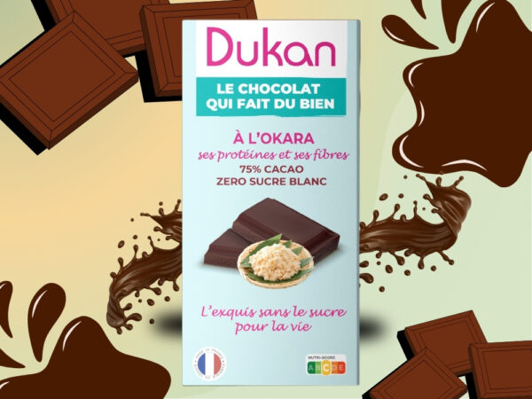 Tablette de chocolat - 75% de CACAO à l'Okara SANS SUCRE AJOUTE