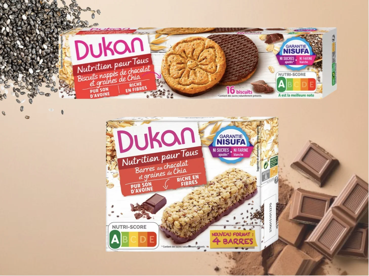 Lot de 1 barre chia et 1 de biscuits chia