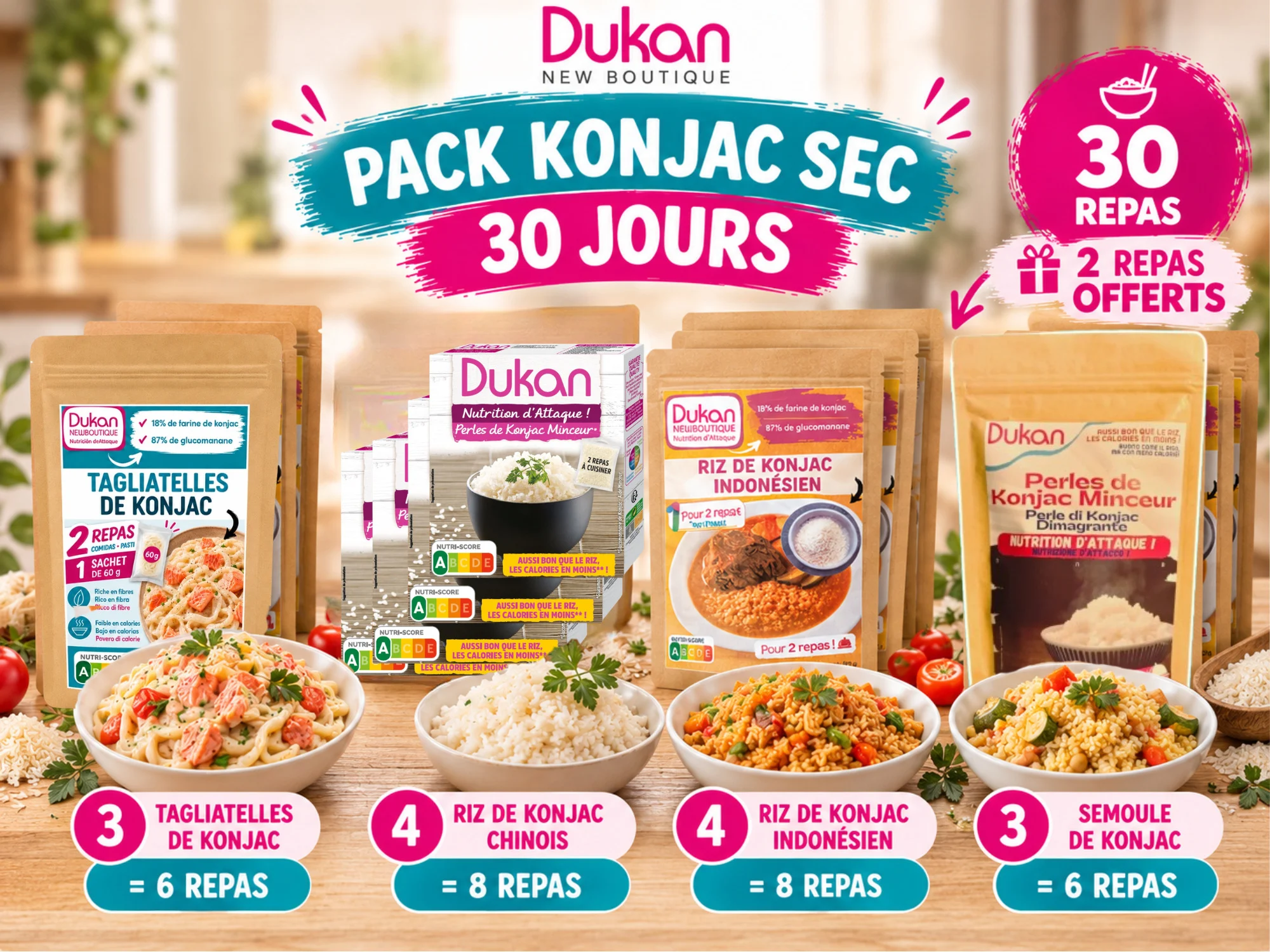 ¡Pack de Konjac seco para 28 días, con 2 comidas gratis!