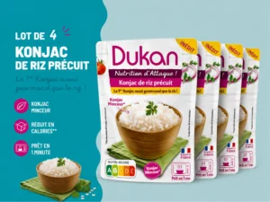 Lot de 4 perles de riz konjac dukan doypack précuire prêtes à l'emploi
